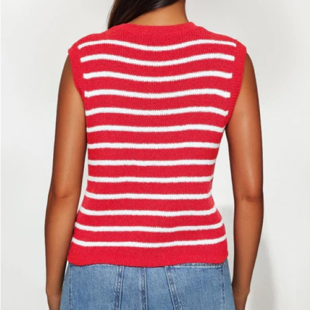 Striped Women's Sweater Vest - Picture 3 of 4